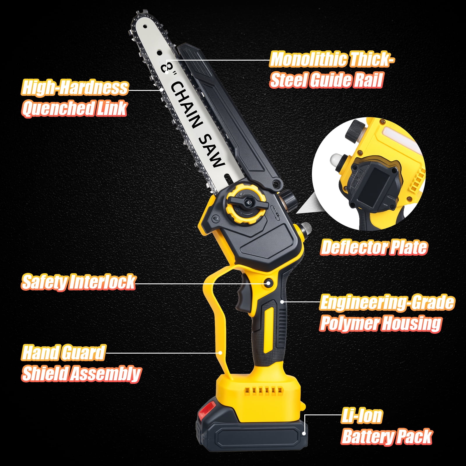 Paddsun Mini Chainsaw Cordless, 8 inch 21V Electric Chainsaw Battery Powered, Handheld Mini Chain Saw with 2 Batteries and 2 Chains