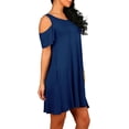 thumbnail image 2 of ANYJOIN Women's Cold Shoulder Short Sleeve Swing Mini Dress Party Dress with Pocket, 2 of 5