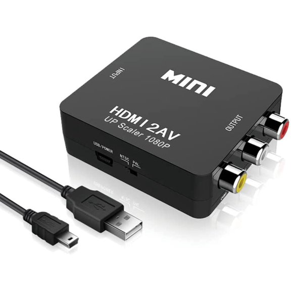 HDMI to RCA Converter Composite AV Adapter Set 1080p HDMI to AV Converter Includes HDMI and Composite Cable-Black
