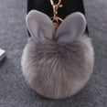 thumbnail image 4 of Miangastore Pom Pom Fur Ball Keychain Rabbit Ear Keyring Bag Charm Decoration (Gray), 4 of 6