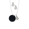thumbnail image 2 of Delight Jewelry Acrylic 1 1/8" Disc Black Silver tone Zig Zag Christmas Tree Charm Necklace and Stud Earrings, 2 of 4