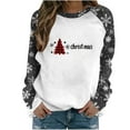 thumbnail image 3 of YOIAVAIOY Women Lightweight Sweatshirts Merry Christmas Sweatshirt Long Raglan Sleeve Holiday Pullover, 3 of 5