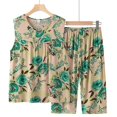 thumbnail image 4 of Puntoco Conjunto de dos piezas de verano para mujer, sin mangas, cuello redondo, tops estampados, pantalones divididos Puntoco Puntoco-5006, 4 of 5