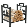 thumbnail image 3 of Ktaxon Firewood Log Rack, Wrought Iron Wood Lumber Storage Holder for Fireplace, Heavy Duty Log Storage Bin for Firepit Stove Accessories, 3 of 11