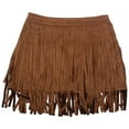 thumbnail image 6 of MIXUE Skirts For Women Summer Solid Color Tassels Elastic High Waist A Line Stylish Casual Mini Skirt Workwear,Brown,S, 6 of 9