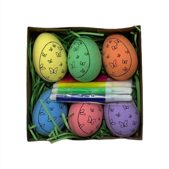 6 Pcs DIY Easter Eggs for Crafts Easter Colorful Fake Eggs Colored Decorative Craft for Spring DIY Decorating Displays