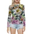 thumbnail image 1 of Gibobby Blusas Termicas Dama Blusa de manga larga con cuello redondo a la moda de verano para mujer, camisa estampada superior semitransparente, camisa inferior（Beige， XXXL), 1 of 4