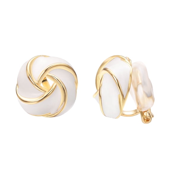 Yoursfs Knot Multicolor Clip on Earrings for Women Gold Plated Large Non Pierced Floral Earrings
