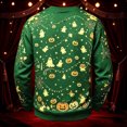 thumbnail image 4 of Mens Retro Autumn Carnival Halloween Candle Maple Leaf Graphic Cotton Blend Crewneck Sweatshirt Fall Festival Casual Long Sleeve Pullover Green 3XL, 4 of 4