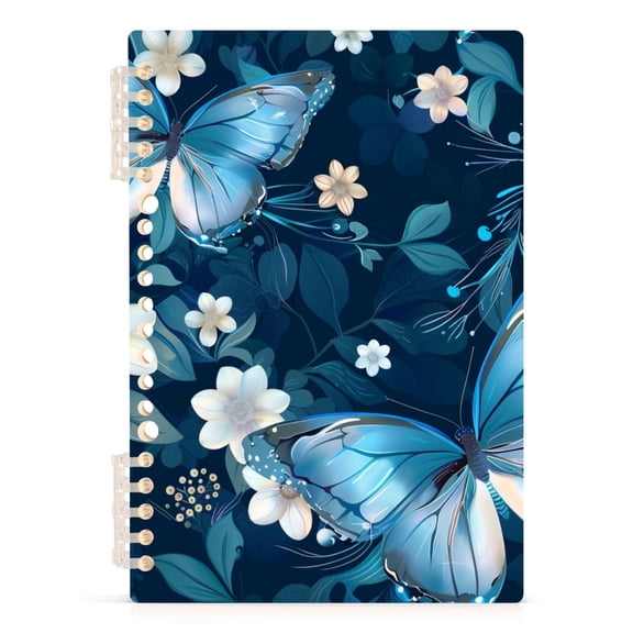 Butterfly and Flower Spiral Journal Notebook College Ruled Notebook 8.3" x 5.7" A5 Lined Thick Paper Page