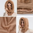 thumbnail image 7 of URMAGIC Winter Hats for Women, Warm Hooded Head Scarf Wrap Knitted Faux Fur Fleece Balaclava Hat with Drawstring Gray, 7 of 7