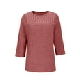 thumbnail image 6 of BLVB 3/4 Sleeve Tops for Women Crewneck Ribbed Knit Lightweight Sweaters Pullover Casual Fall Fashion Tunic Blouses, 6 of 6