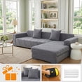 thumbnail image 2 of SHANNA Stretch Sectional Couch Covers Non Slip L Shaped Sofa Slipcover with Elastic Bottom Washable Couch Protector with 2 Pillowcases (Dark Gray, 3+3 Seater), 2 of 12