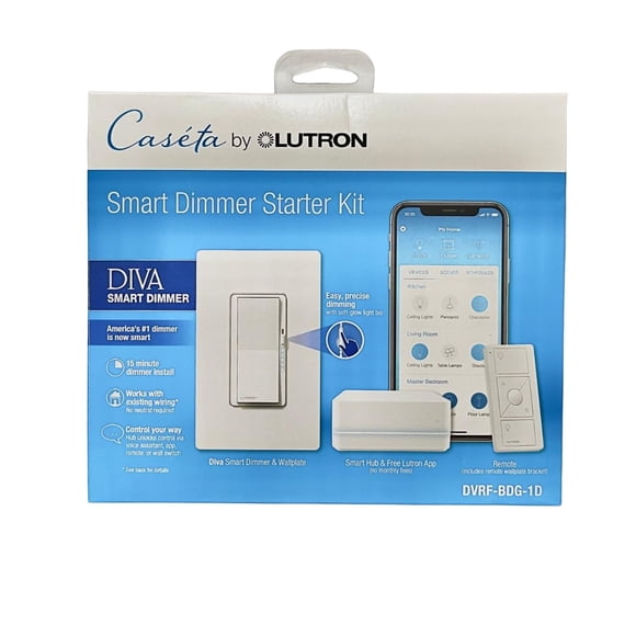 Kit de Interruptor Regulador Inteligente Lutron Diva DVRF-BDG-1D Blanco