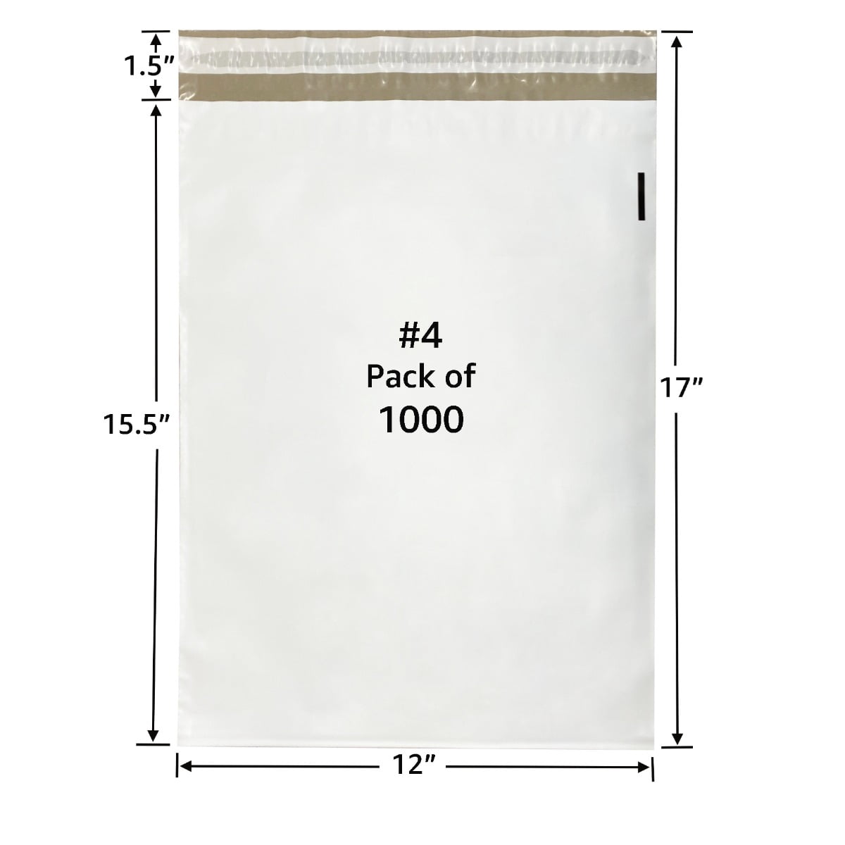 UOFFICE 1000 Poly Mailers Bags 12x15.5" - #4 Pouches Envelopes White Self-Sealing