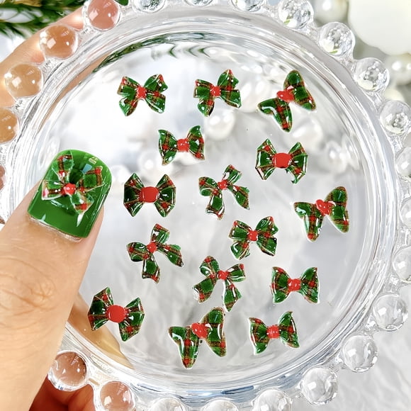 Colgantes para uñas CNSyBaris de resina 3D con nudo en forma de lazo verde, 150 unidades