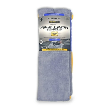 Platinum Series Pro Spec Microfiber Car Cleaner Final Finish 16 x 16, Clean, Dust, Detail, 4 Pack