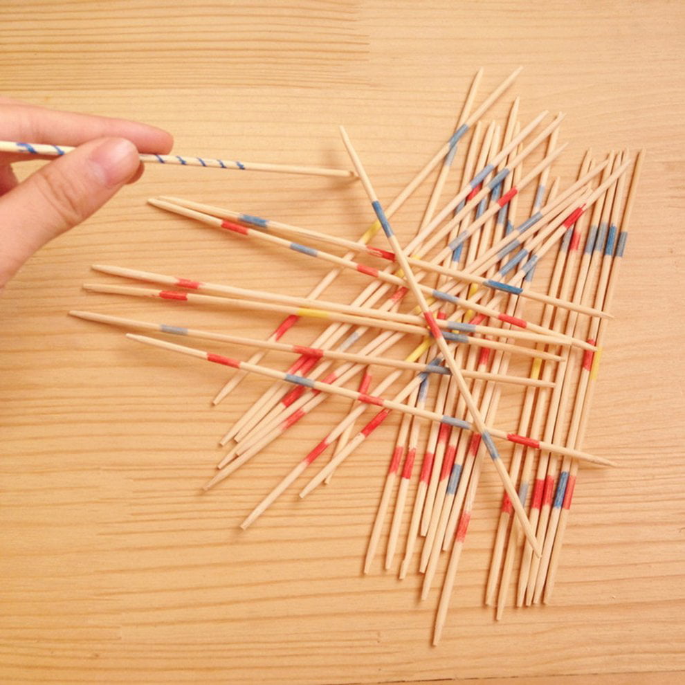 5 SETS OF NEW WOOD PICK UP STICKS WITH WOODEN BOX PICK-UP MIKADO SPIEL GAME 