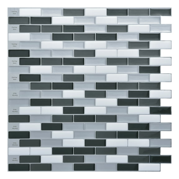 Art3d Peel and Stick Backsplash Tile Gray Mosaic Wall Tile 12 in. x 12 in.  (6-Pack)