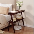thumbnail image 3 of Tribesigns 2-Tier End Table, Solid Wood Side Table with Storage Shelf, Farmhouse Slim Sofa End Table for Living Room, Bedroom (1PC, Burgundy), 3 of 5