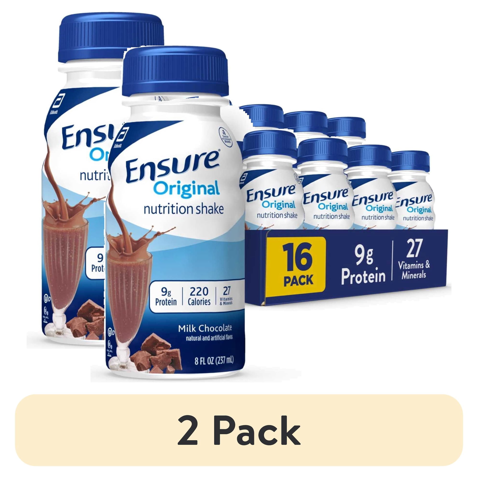 (2 pack) Ensure Original Nutrition Shake, 9g Protein, Milk Chocolate, 8 fl oz - 16 Pack