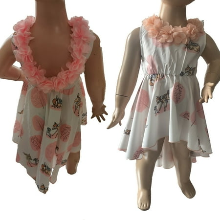 

Summer Toddlers Kids Baby Girls Floral Sleeveless Irregular Dress Outfit Clothes Sundress