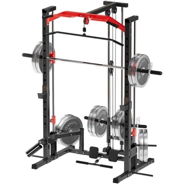Mikolo Power Cage, Squat Rack with Dual Pulley Cable Crossover System ...