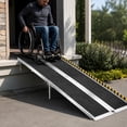 Accessibility Steps Ramp Portable Wheelchair Ramp, 8Ft Folding Aluminum Ramp, Non-Slip Surface ...