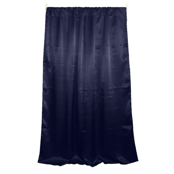 Shiny Satin Solid Single Curtain Panel Drapery 58 Inch Wide Navy