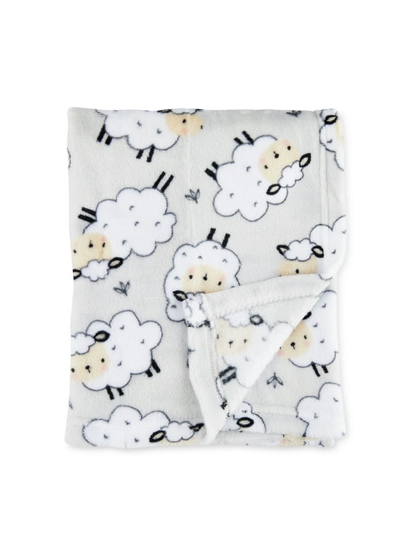 Parent's Choice Grey Sheep Plush Baby Blanket,Infant Unisex, 30" x 36"