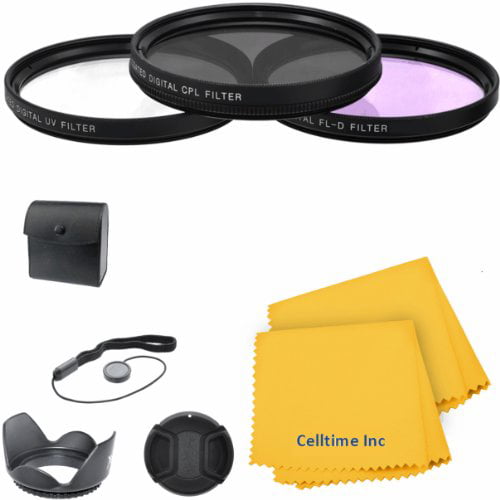 Lens Hood Bubble L + Carry Pouch Includes Opteka Filter Kit UV, CPL, FLD, ND4 and 10x Macro 55MM Professional Lens Filter Accessory Kit for SONY Alpha Series A99 A77 A65 A58 A57 A55 A390 A100 DSLR Cameras with a 18-55MM Zoom Lens Cap Keeper Leash