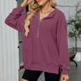 thumbnail image 7 of Godom Women's Sweatshirt Quarter-Zip V Neck Fleece Pullover Hoodie Oversized Hoodies, 7 of 7