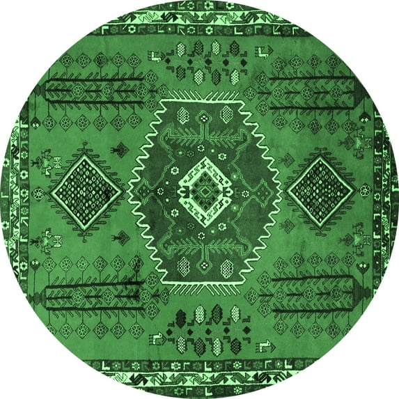Ahgly Company Indoor Round Persian Emerald Green Traditional Area Rugs, 4' Round