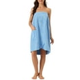 thumbnail image 2 of INSPIRE CHIC Women's Towel Wrap Robe Bathrobe Spa Towels with Shower Cap for Bath S Blue, 2 of 6