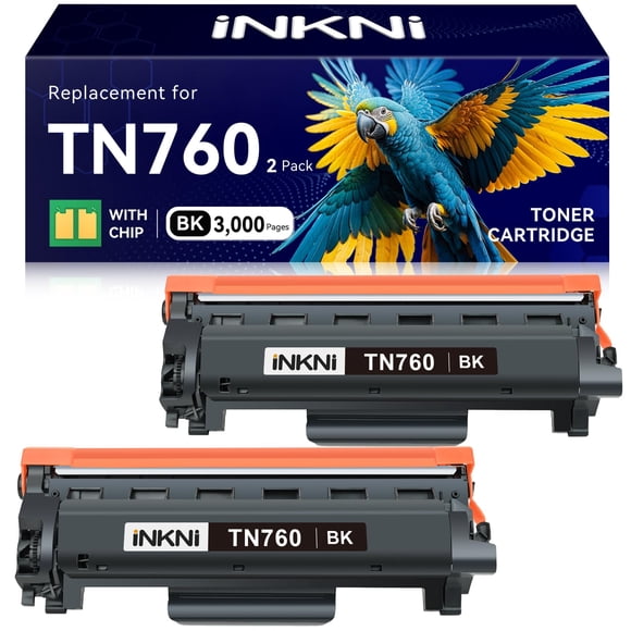 Cartucho de tóner compatible InkNI TN760 de alto rendimiento, paquete de 2