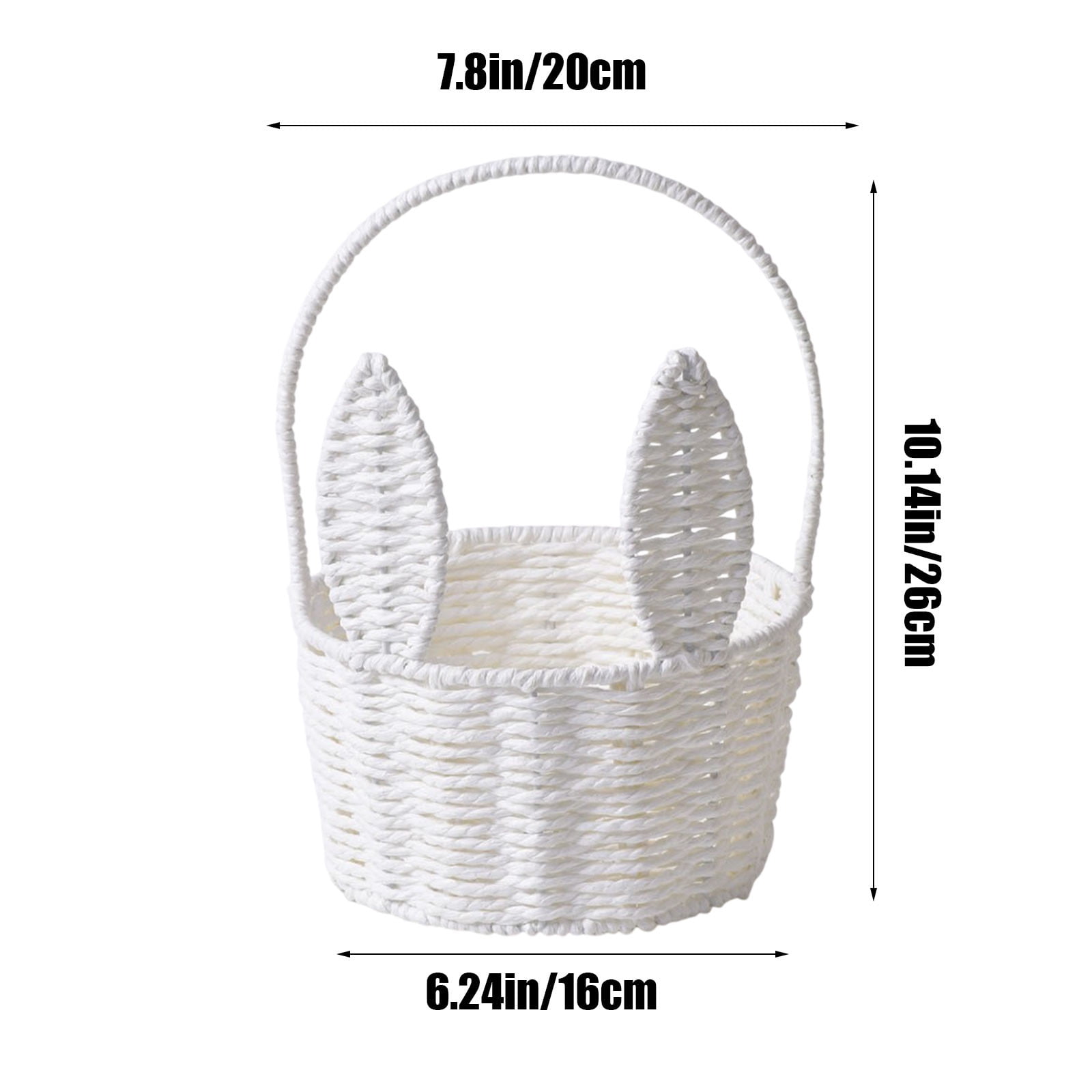 3 Packs Easter Bunny Basket with Long Ears Woven Storage Tote Bag for Easter Eggs Decorations Kids Gift Organizer Home Party Supplies Multicolor 26x20x16cm