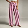 thumbnail image 6 of Ynynloco Women's Cotton Striped Wide Leg Pants Comfy Pajama Pants High Waist Wide Leg Lounge Pants Lightweight Loose PJ Bottoms, 6 of 6