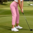 thumbnail image 6 of Womens Yoga Pants Stretchy Ankle Cropped Pant High Waist Work Business Casual Trouser with Pockets (L, Pink), 6 of 9