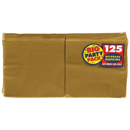 Golf Napkins - Amscan Gold Big Party Pack - Beverage Napkins (125)