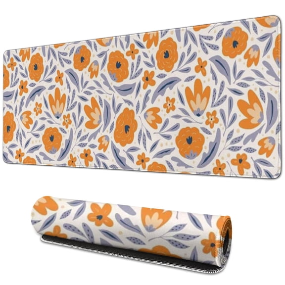 Long Mouse Pads for Desk,Pioneer Flower Floral Print Pattern Desk Mats on Top Of Desks, Desk Mouse Pad Extra Large with 3mm Non-Slip Base and Stitched Edge for Gaming,Office,Work,Home 31.5"x11.8"