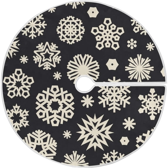 FMSHPON Snowflakes Xmas Christmas Tree Skirt Stand Mat for Holiday Party Decoration Indoor Outdoor 48 inches