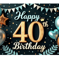 thumbnail image 4 of Golden Glitter Happy Birthday Banner Adult Milestone Celebration Polyester Decoration for Indoor Party Event Celebration, 4 of 8