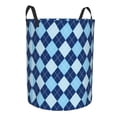 thumbnail image 2 of Fotbe Blue Squares Laundry Basket with Handles, Waterproof Large Laundry Hamper, Wash Bag for Corner Dorm, Rolling Laundry Basket with Handles-Small, 2 of 8