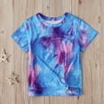 thumbnail image 4 of Herrnalise Summer Girls Short-sleeved Color Tie-dye Pattern Round Neck T-shirt Tops For Kid, 4 of 9