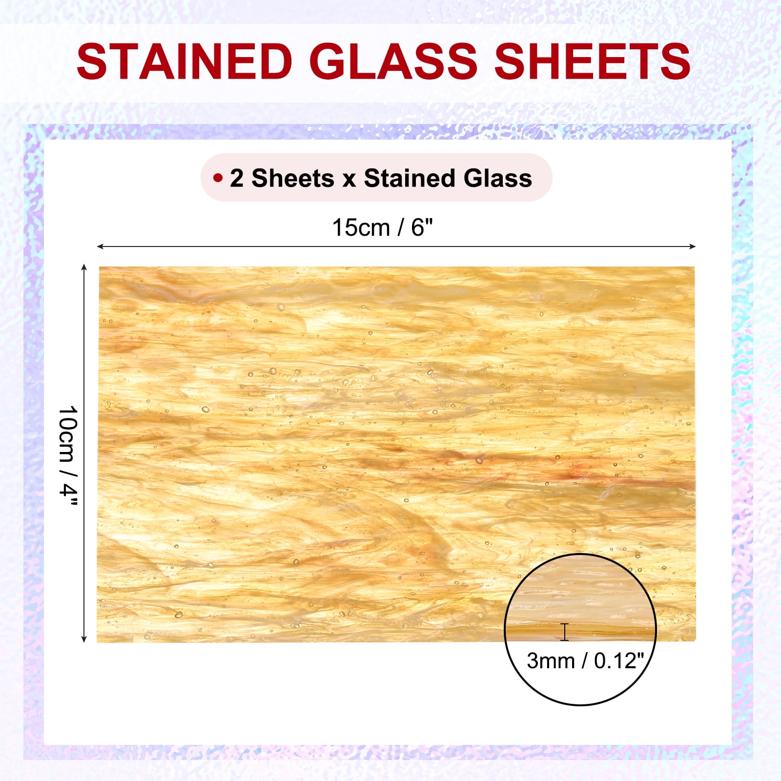 4 x 6 Inch Transparent Stained Glass Sheets, 2 Sheets Mosaic Glass Variety Pack Tiles for Art Supplies Crafts Projects, Tea Waves