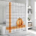 thumbnail image 6 of Orange Pumpkin Shower Curtain, Waterproof Shower Curtains for Bathroom, Thanksgiving Fall Maple Leaves Stripe Washable Fabric Bathtub Curtain Set Bath Decor with 12 Hooks Standard 72"x72", 6 of 8