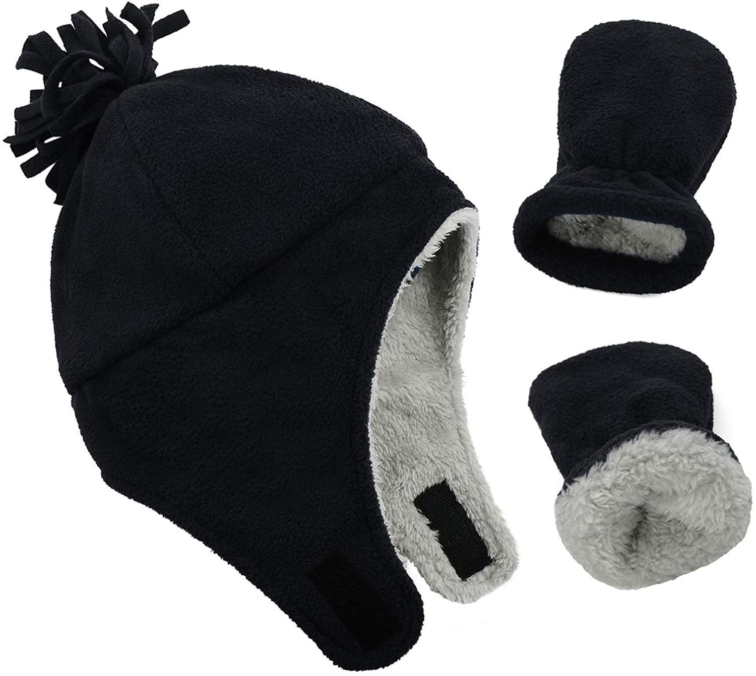 Zando Baby Kids Winter Hats and Gloves Sets for Boys Warm Polar Fleece