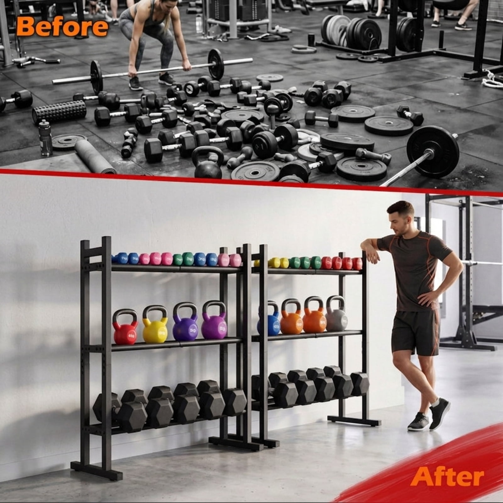 Airfind 3 Tier Dumbbell Rack Heavy Duty Weight Storage Stand with 529 lb Capacity and Adjustable Bar Spacing for Home Gym and Garage, Black