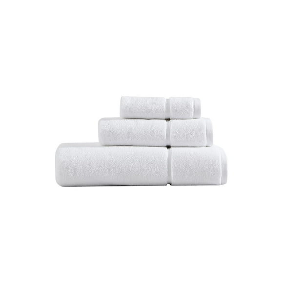 Vera Wang - Bath Towels Set, Luxury Cotton Bathroom Set, Plush & Super Absorbent, Oeko-Tex Certified (Modern Lux White, 3 Piece)