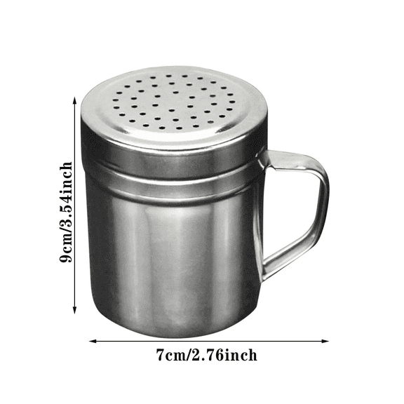 Stainless Steel Seasoning Shaker with Handle, Refillable Spice Dispenser Bottle for Kitchen Cooking, Grilling, BBQ, Salt, Pepper & Sugar